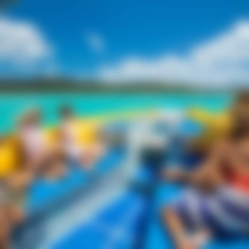 NECI Ocean Rafting Guests on Boat Turquoise Water